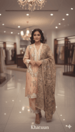 Blush Pink Damask Print Co-ord Set | Modern Ethnic Tunic & Trousers