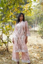 Blush Pink Damask Print Co-ord Set | Modern Ethnic Tunic & Trousers - Image 3