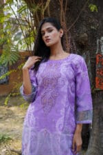 Elegant Lavender Hand-Embellished Kurti | Premium Festive Wear